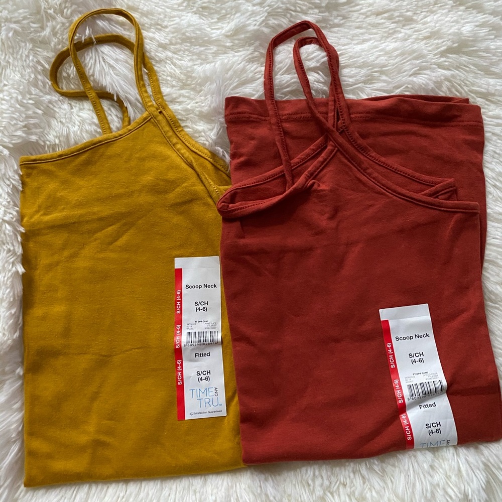 NWT Time&Tru Scoop Neck Camis- Size Small